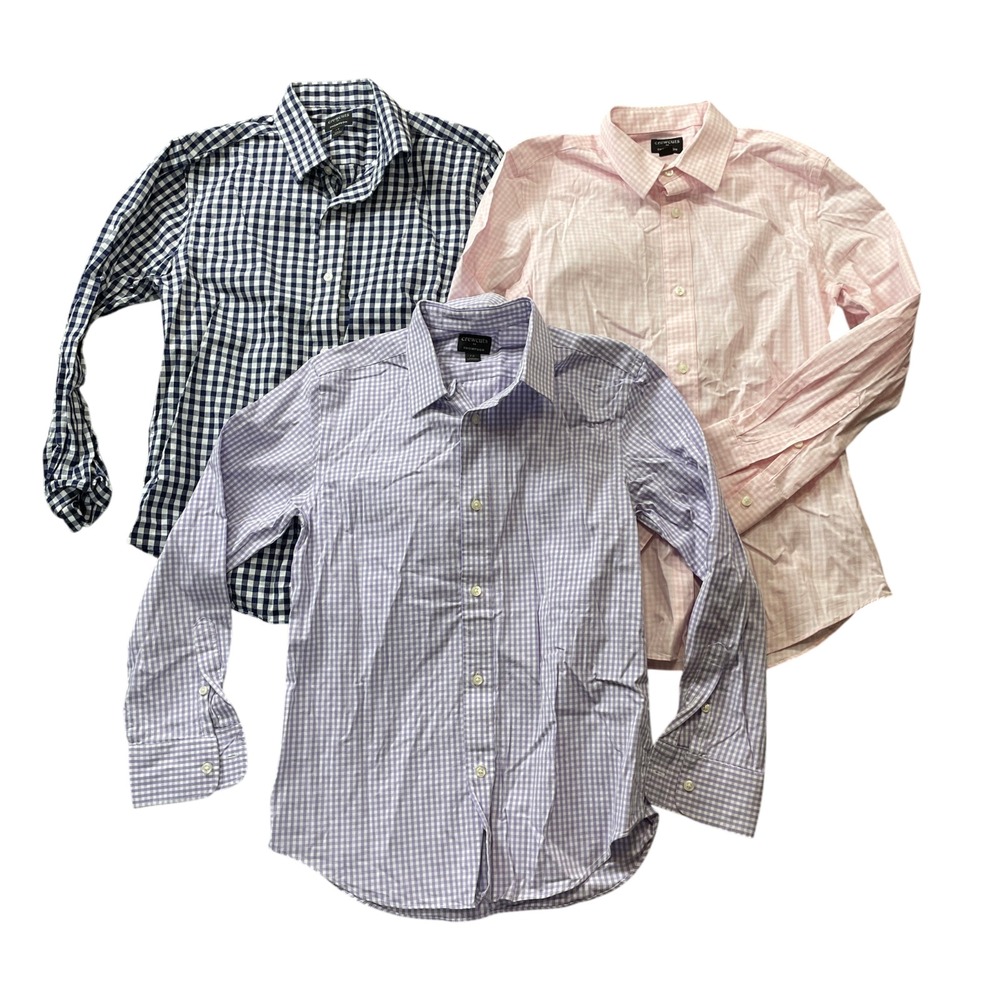 J Crew Crew Cuts 12 Boys Dress Shirt Lot of Three Cotton Blend